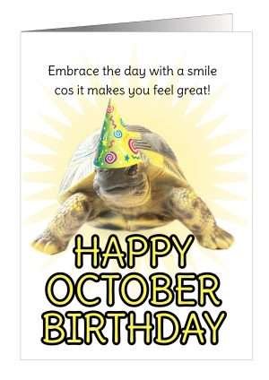 Birthday Card October Tortoise