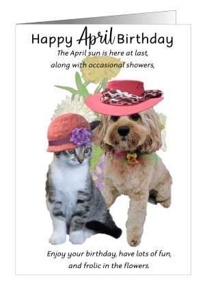 Cat and dog birthday card for April from Pet Cards