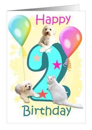Cat and dog childrens special age birthday cards