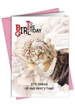 Cat birthday girl card