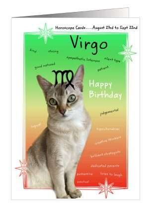 Birthday Horoscope Virgo Card Cat