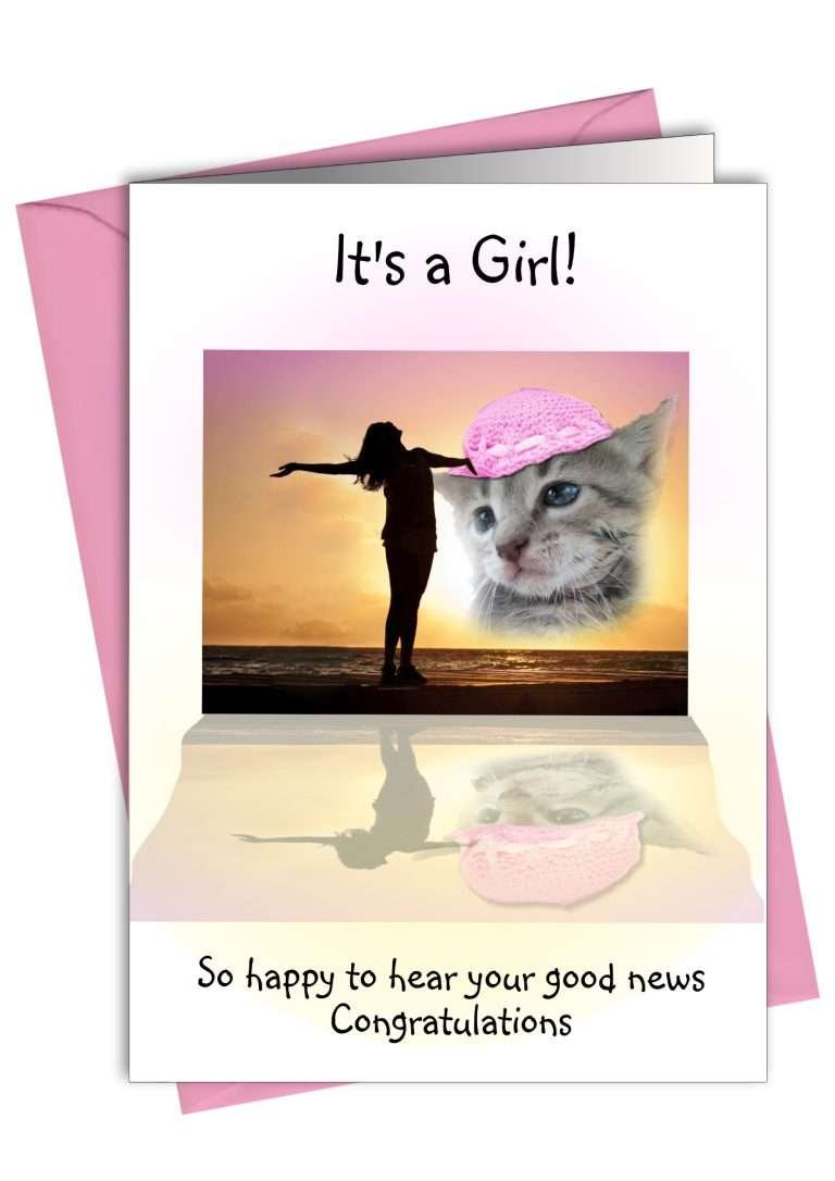 New Baby Girl Card Cat New Baby Girl Card Cat