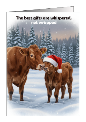 Christmas Card Cow - the best gifts are whispered
