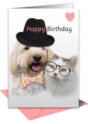 Dog and cat birthday card from Pet Cards