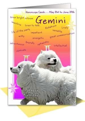 Horoscope Birthday Card Gemini by Pet Cards UK