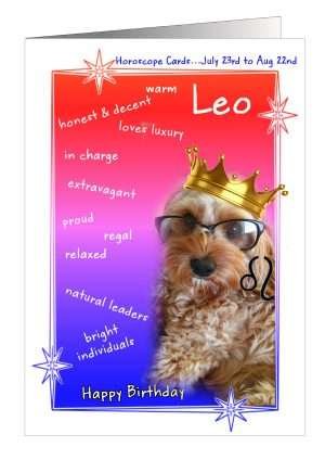 Horoscope Birthday Card Leo by Pet Cards UK