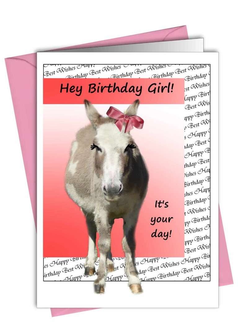 Card Background Template Donkey Birthday Girl Greetings Cards